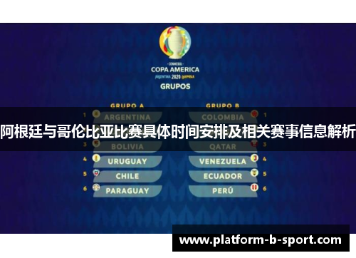 阿根廷与哥伦比亚比赛具体时间安排及相关赛事信息解析